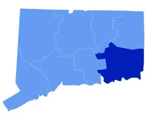 Connecticut Map with New London County highlighted