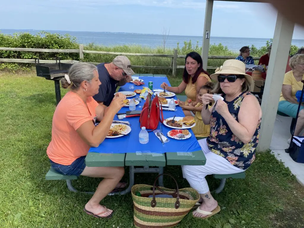 Members enjoying the delicious picnic at Harkness